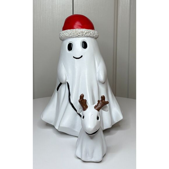 NEW Ghost W/ Santa Hat Walking Dog / Reindeer Halloween Christmas Viral TikTok - Picture 2 of 12